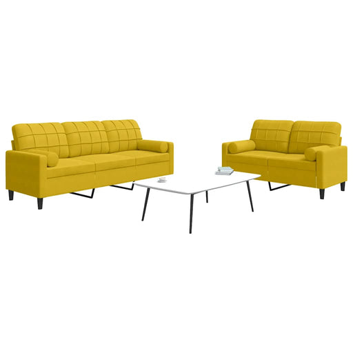 Set de canapele cu perne/rulouri, 2 piese, galben, catifea - WALTI WALTI