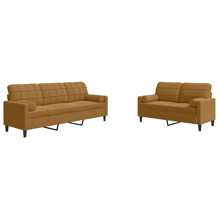 Set de canapele cu perne/rulouri, 2 piese, maro, catifea - WALTI WALTI