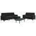 Set de canapele cu perne/rulouri, 3 piese, negru, catifea - WALTI WALTI