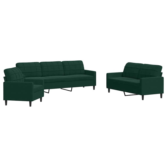 Set de canapele cu perne, 3 piese, verde închis, catifea - WALTI WALTI