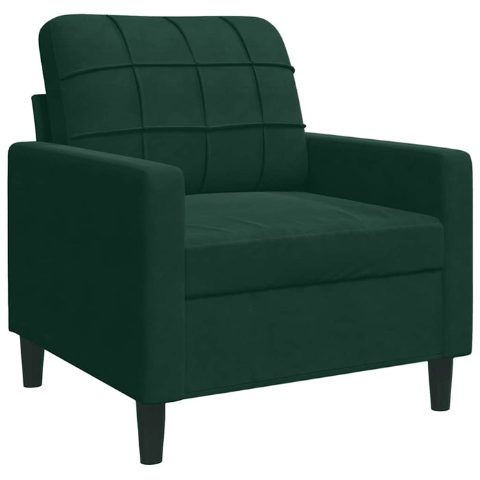 Set de canapele cu perne, 3 piese, verde închis, catifea - WALTI WALTI