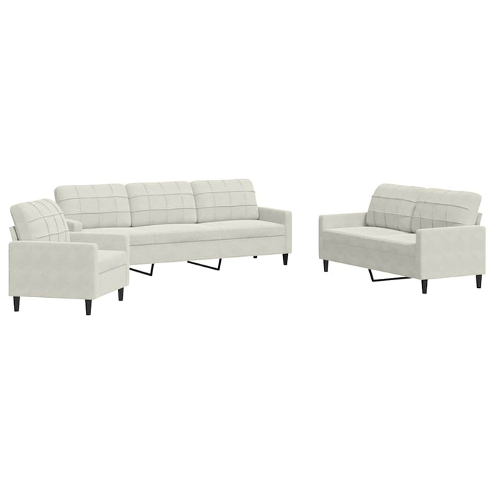 Set de canapele cu perne, 3 piese, crem, catifea - WALTI WALTI