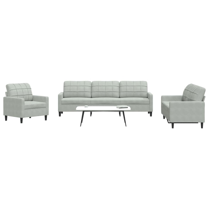 Set de canapele cu perne, 4 piese, gri deschis, catifea - WALTI WALTI