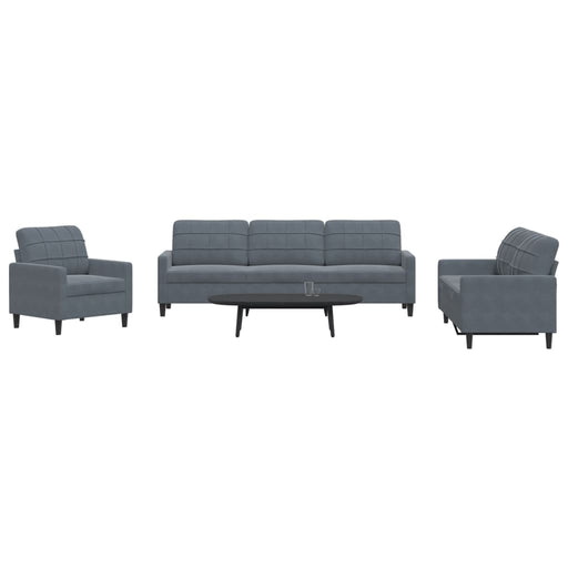Set de canapele cu perne, 4 piese, gri închis, catifea - WALTI WALTI