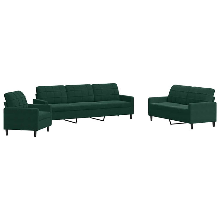 Set de canapele cu perne, 4 piese, verde închis, catifea - WALTI WALTI