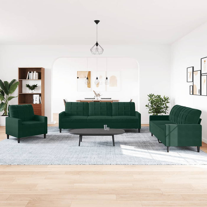 Set de canapele cu perne, 4 piese, verde închis, catifea - WALTI WALTI