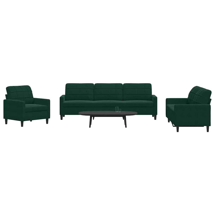 Set de canapele cu perne, 4 piese, verde închis, catifea - WALTI WALTI