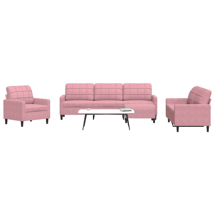 Set de canapele cu perne, 4 piese, roz, catifea - WALTI WALTI