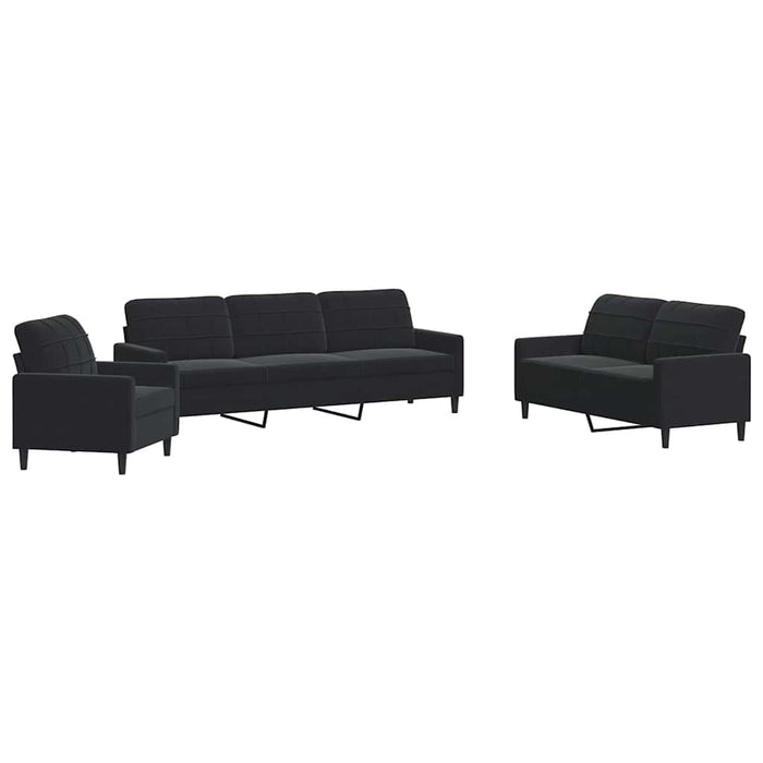 Set de canapele cu perne, 4 piese, negru, catifea - WALTI WALTI