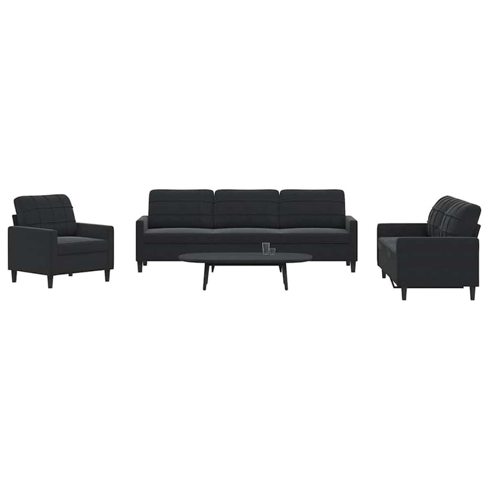 Set de canapele cu perne, 4 piese, negru, catifea - WALTI WALTI