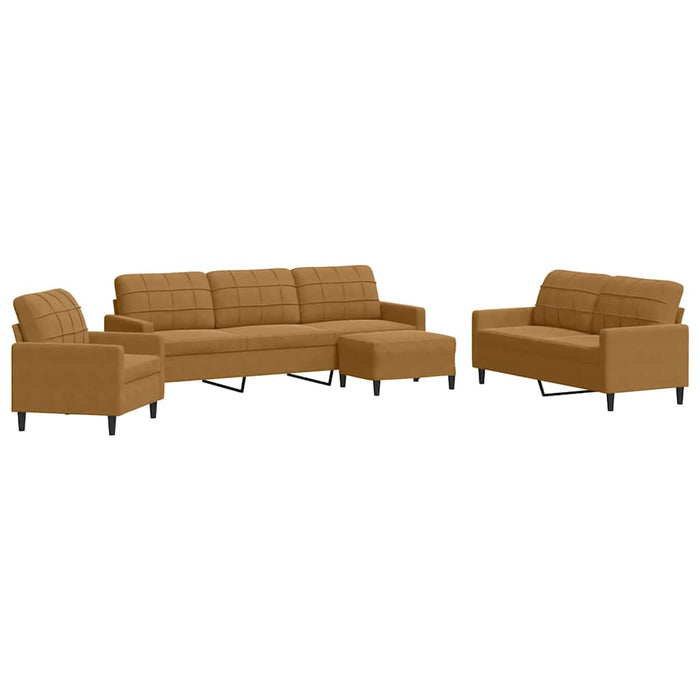 Set de canapele cu perne, 4 piese, maro, catifea - WALTI WALTI