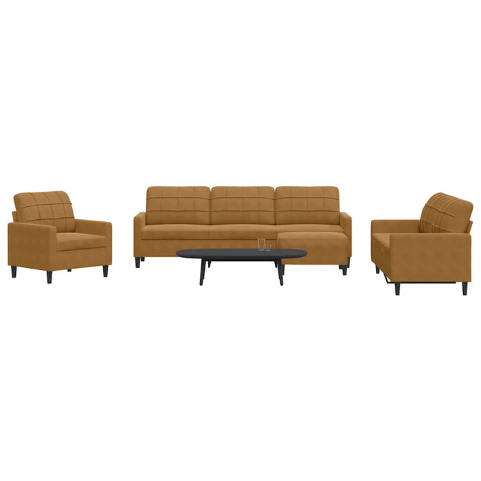 Set de canapele cu perne, 4 piese, maro, catifea - WALTI WALTI