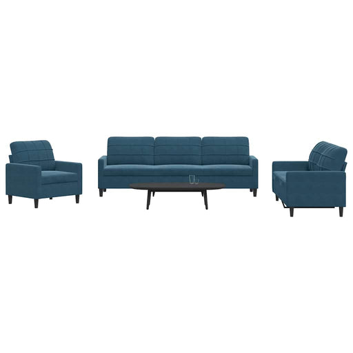 Set de canapele cu perne, 4 piese, albastru, catifea - WALTI WALTI