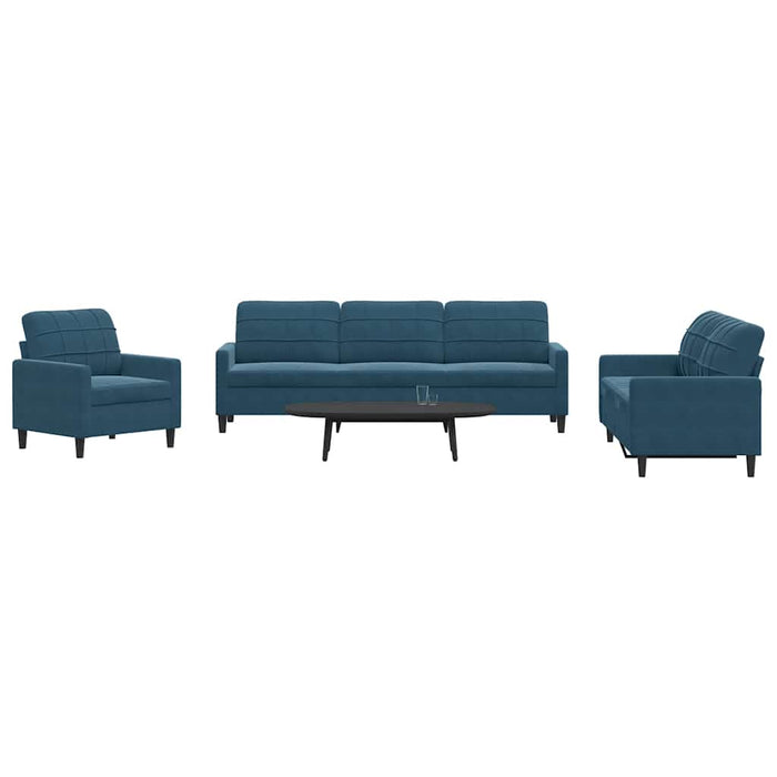 Set de canapele cu perne, 4 piese, albastru, catifea - WALTI WALTI