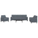 Set de canapele cu perne/rulouri, 3 piese, gri închis, catifea - WALTI WALTI