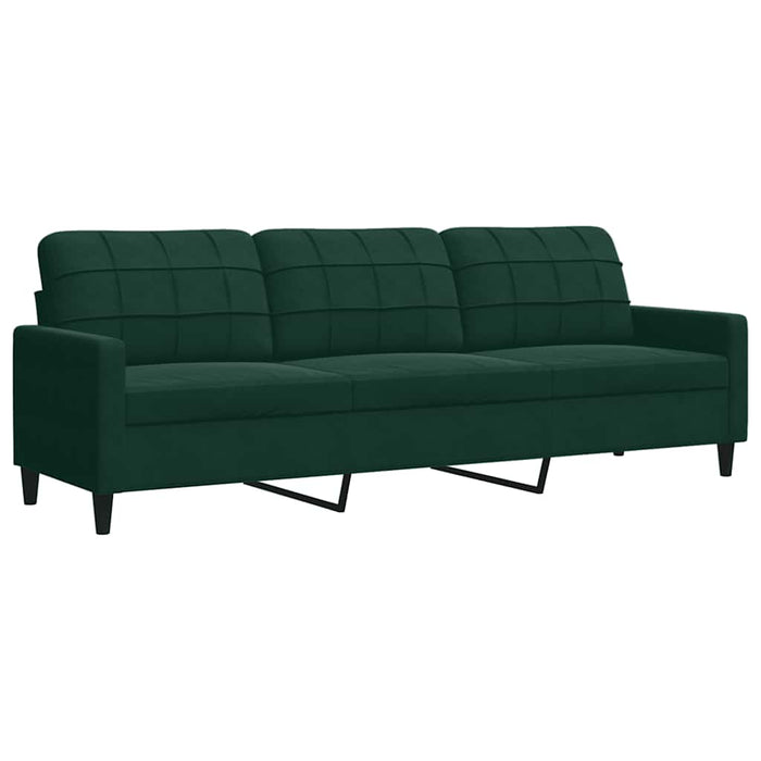 Set canapele cu perne/rulouri, 3 piese, verde închis, catifea - WALTI WALTI