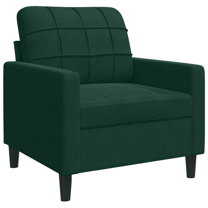 Set canapele cu perne/rulouri, 3 piese, verde închis, catifea - WALTI WALTI