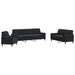 Set de canapele cu perne/rulouri, 3 piese, negru, catifea - WALTI WALTI