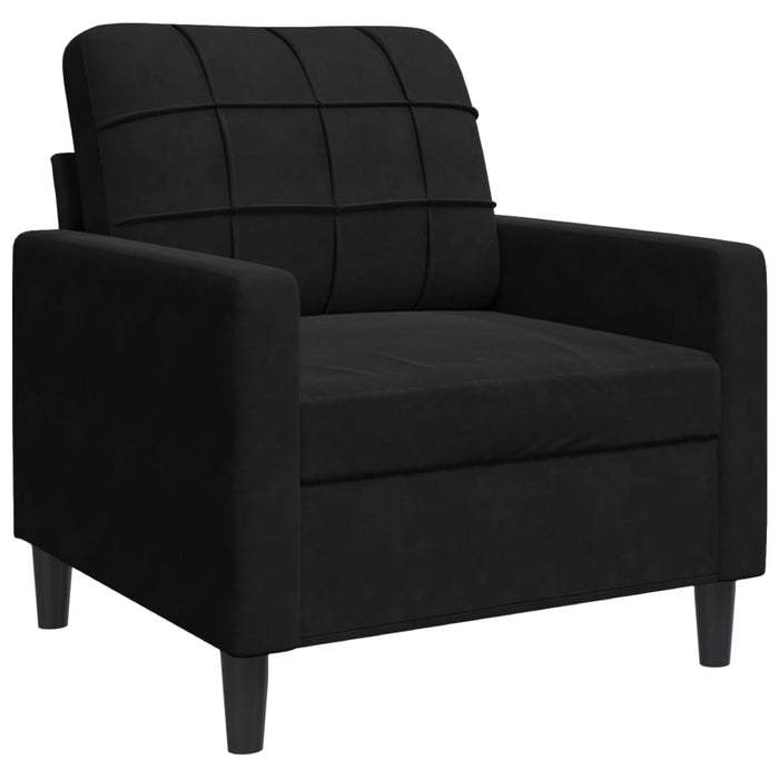 Set de canapele cu perne/rulouri, 3 piese, negru, catifea - WALTI WALTI