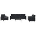 Set de canapele cu perne/rulouri, 3 piese, negru, catifea - WALTI WALTI