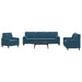 Set de canapele cu perne/rulouri, 3 piese, albastru, catifea - WALTI WALTI