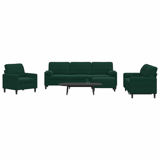 Set canapele cu perne/rulouri, 4 piese, verde închis, catifea - WALTI WALTI