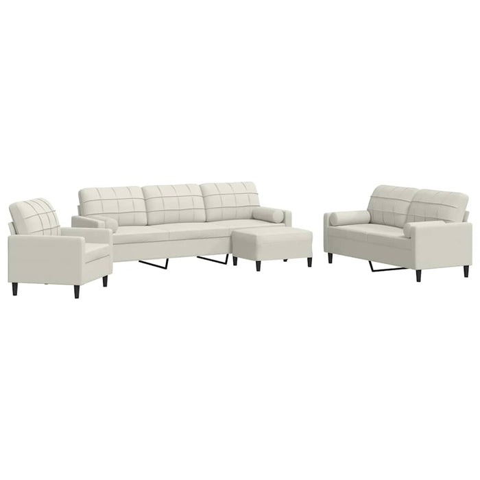 Set de canapele cu perne/rulouri, 4 piese, crem, catifea - WALTI WALTI