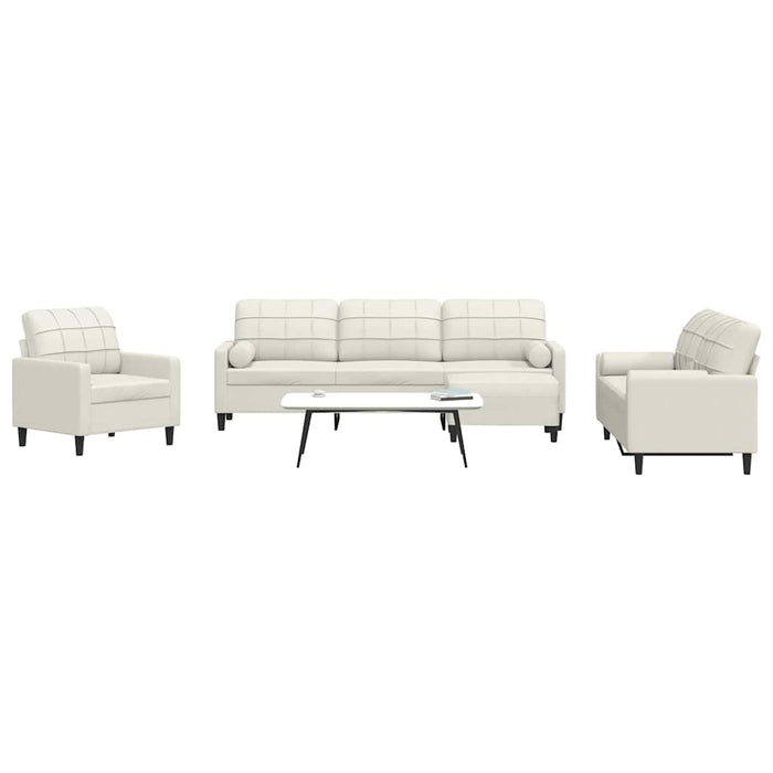 Set de canapele cu perne/rulouri, 4 piese, crem, catifea - WALTI WALTI