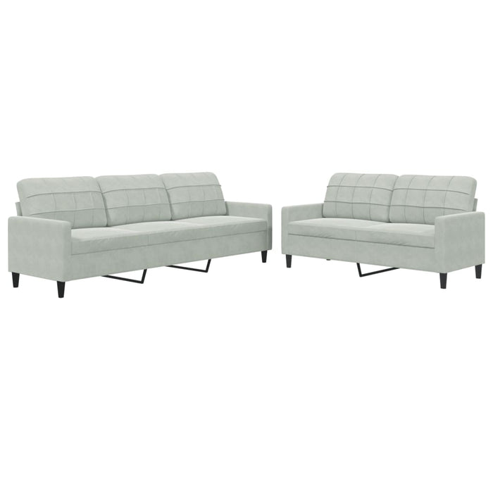 Set de canapele cu perne, 2 piese, gri deschis, catifea - WALTI WALTI
