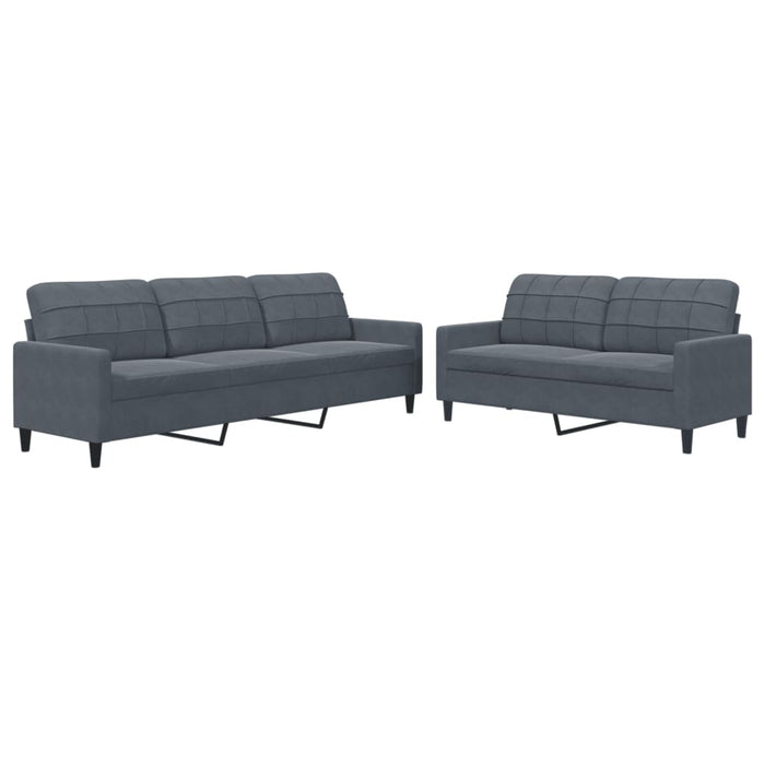Set de canapele cu perne, 2 piese, gri închis, catifea - WALTI WALTI