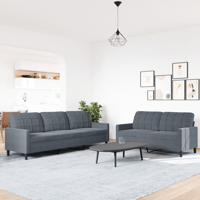 Set de canapele cu perne, 2 piese, gri închis, catifea - WALTI WALTI