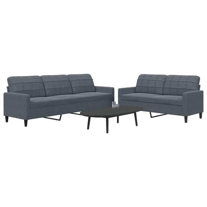 Set de canapele cu perne, 2 piese, gri închis, catifea - WALTI WALTI