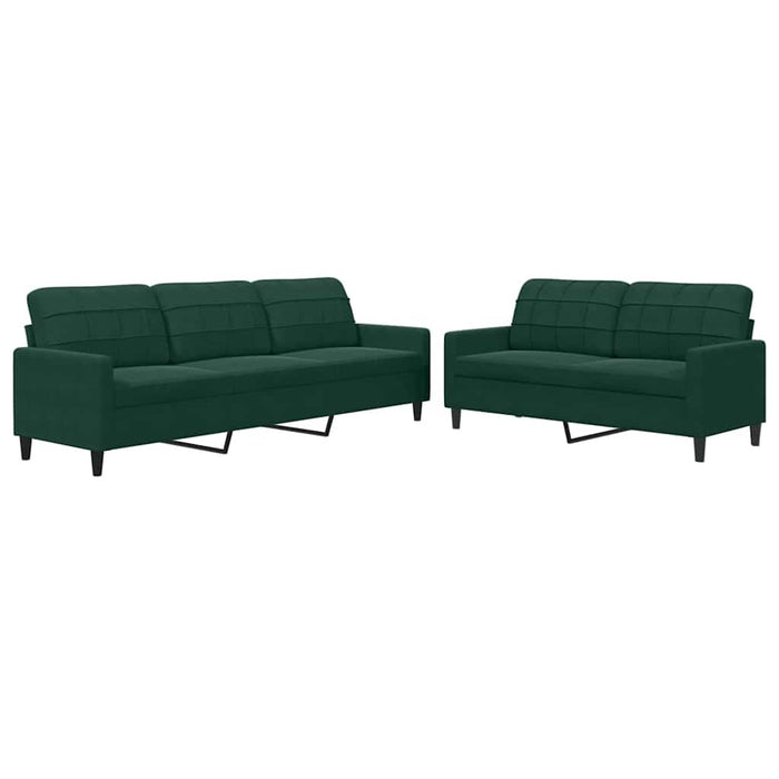 Set de canapele cu perne, 2 piese, verde închis, catifea - WALTI WALTI