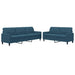 Set de canapele cu perne, 2 piese, albastru, catifea - WALTI WALTI