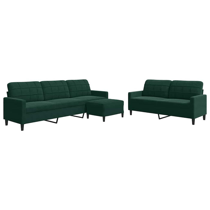 Set de canapele cu perne, 3 piese, verde închis, catifea - WALTI WALTI