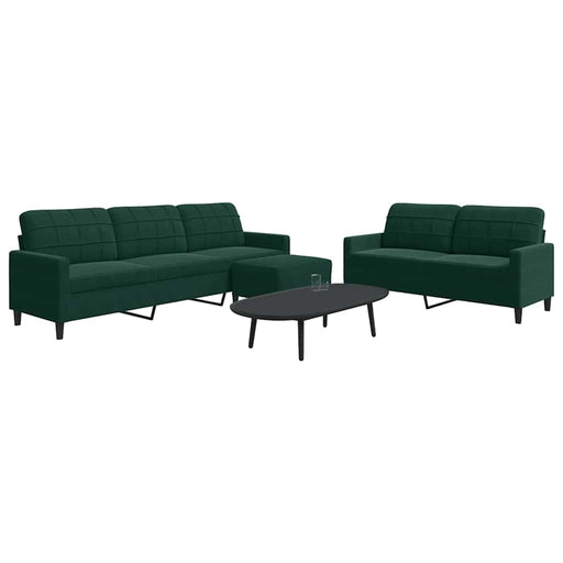 Set de canapele cu perne, 3 piese, verde închis, catifea - WALTI WALTI