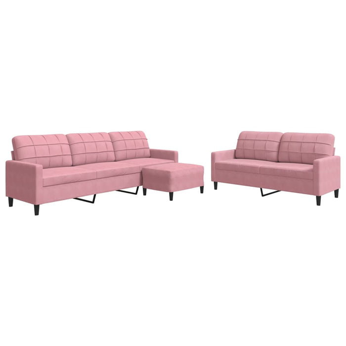 Set de canapele cu perne, 3 piese, roz, catifea - WALTI WALTI