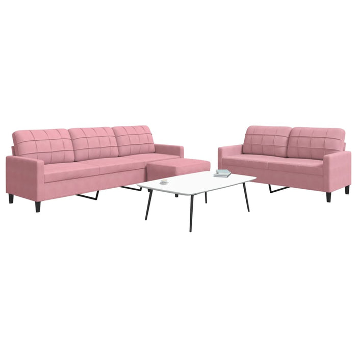Set de canapele cu perne, 3 piese, roz, catifea - WALTI WALTI