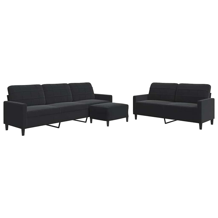 Set de canapele cu perne, 3 piese, negru, catifea - WALTI WALTI