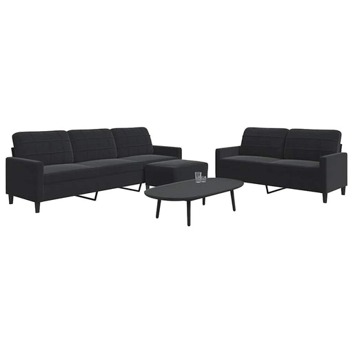 Set de canapele cu perne, 3 piese, negru, catifea - WALTI WALTI
