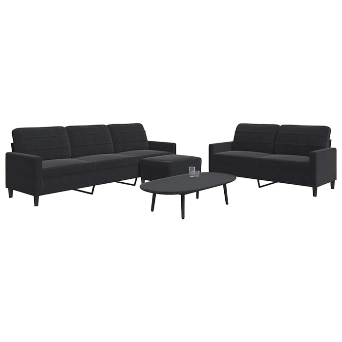 Set de canapele cu perne, 3 piese, negru, catifea - WALTI WALTI