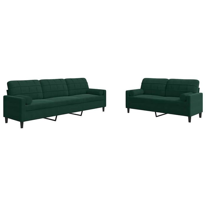 Set canapele cu perne/rulouri, 2 piese, verde închis, catifea - WALTI WALTI