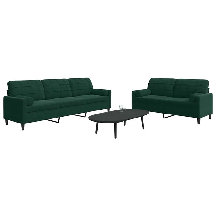 Set canapele cu perne/rulouri, 2 piese, verde închis, catifea - WALTI WALTI