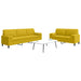 Set de canapele cu perne/rulouri, 2 piese, galben, catifea - WALTI WALTI