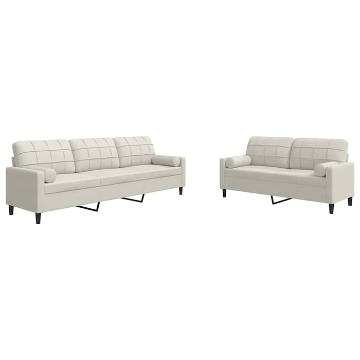 Set de canapele cu perne/rulouri, 2 piese, crem, catifea - WALTI WALTI