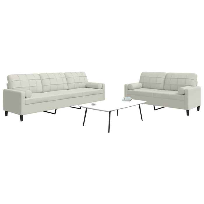 Set de canapele cu perne/rulouri, 2 piese, crem, catifea - WALTI WALTI