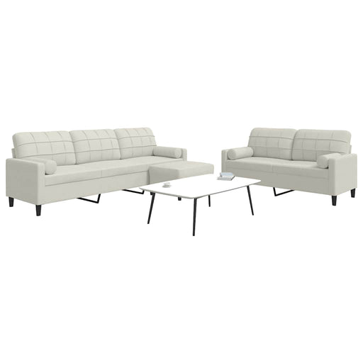 Set de canapele cu perne/rulouri, 3 piese, crem, catifea - WALTI WALTI