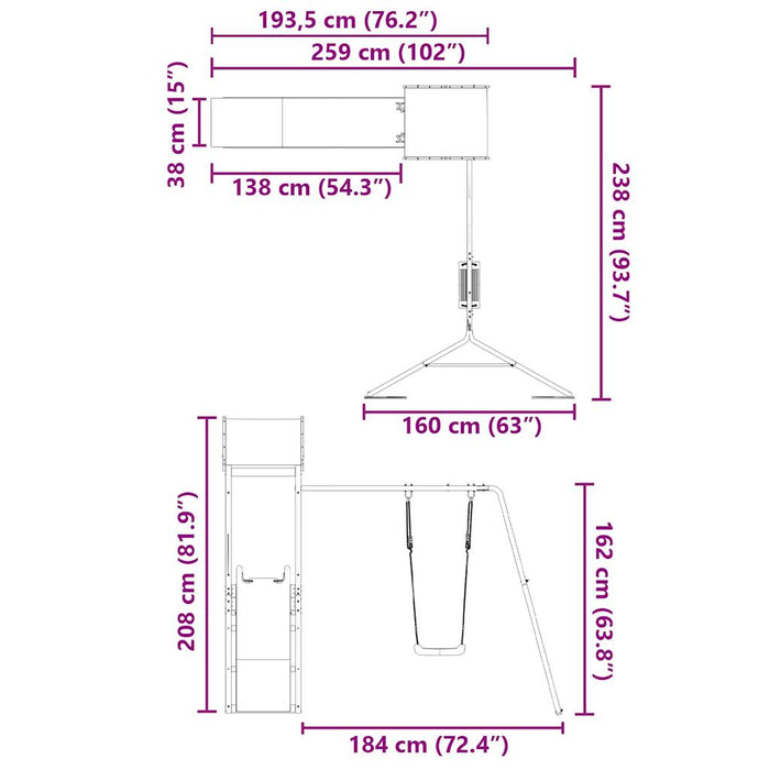 Set de joacă pentru exterior, lemn de pin impregnat - WALTI WALTI