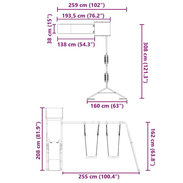 Set de joacă pentru exterior, lemn de pin impregnat - WALTI WALTI