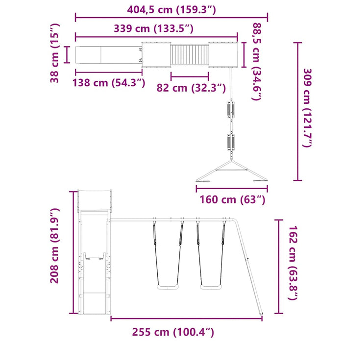 Set de joacă pentru exterior, lemn de pin impregnat - WALTI WALTI